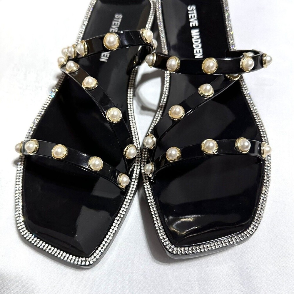 Steve Madden Nonii Womens Sz 7 Jelly Pearl Bling Rhinestone Slide Sandals NIB - Picture 4 of 9